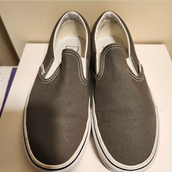 VANS "Asher" Gray Canvas Slip-On Sneakers Womans 8/38.5 Ret $135 WORN ONCE! - Picture 4 of 9